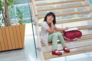 School girl on stairs